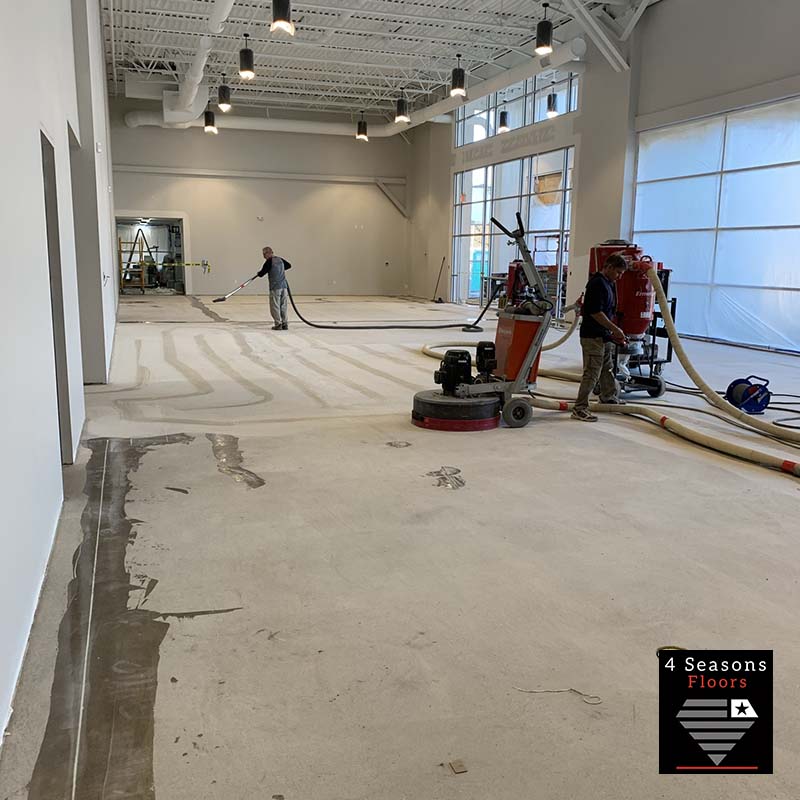 concrete flooring install crew polishing concrete floors